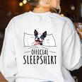 Boston Terrier Dog Lovers Sleepshirt Apparel Men Women Women's Sweatshirt Back Print White