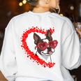 Boston Terrier Dog Mom Dad Valentine’s Day Pet Lover For Men Women Kids Women's Sweatshirt Back Print White