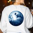 Boston Terrier Dog Moon Dog Mom Dad Women Men Dog Lovers Women's Sweatshirt Back Print White