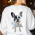 Boston Terrier Dog Motif Pet Art Boston Terrier Men Women Kids Women's Sweatshirt Back Print White