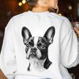 Boston Terrier Dog Motif Pet Illustration Boston Terrier For Men Women Kids Women's Sweatshirt Back Print White