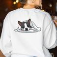 Boston Terrier Dog Official Sleeping Men Women Girls Kids Women's Sweatshirt Back Print White
