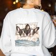 Boston Terrier Dog Official Sleepshirt Pajamas Nightgown Men Women Girls Kids Women's Sweatshirt Back Print White
