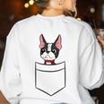 Boston Terrier Dog In The Pocket Boston Terrier For Men Women Girls Kids Women's Sweatshirt Back Print White