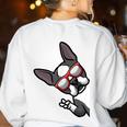 Boston Terrier Dog From Side Boston Bull Women's Sweatshirt Back Print White
