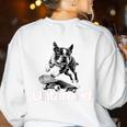 Boston Terrier Dog Untamed For Men Women Women's Sweatshirt Back Print White
