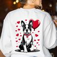 Boston Terrier Dog Valentine's Day Dog Owner Valentine Women's Sweatshirt Back Print White