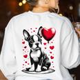 Boston Terrier Dog Valentine's Day Dog Owner Women's Sweatshirt Back Print White