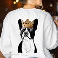 Boston Terrier Dog Wearing Crown For Men Women Girls Kids Women's Sweatshirt Back Print White