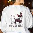 Boston Terrier Fart American Gentleman Non-Sporting Dog Women's Sweatshirt Back Print White