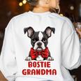 Boston Terrier Grandma Dog Lovers Puppy Bostie Owner Women's Sweatshirt Back Print White