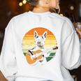 Boston Terrier Guitar Retro Women's Sweatshirt Back Print White