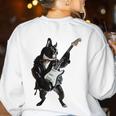 Boston Terrier Guitar Women's Sweatshirt Back Print White