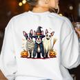 Boston Terrier Halloween Costume Mummy Witch Ghost Dog Lover For Men Women Kids Women's Sweatshirt Back Print White
