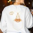Boston Terrier Halloween Cute Bostie Dog Pocket Boo Women's Sweatshirt Back Print White