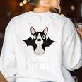 Boston Terrier Halloween Shirt Did Someone Say Treat Women's Sweatshirt Back Print White