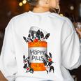 Boston Terrier Happy Pills T-Shirt Women's Sweatshirt Back Print White