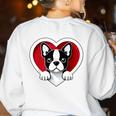 Boston Terrier Heart Cute Puppy Lover Or Dog Owner Women's Sweatshirt Back Print White