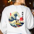 Boston Terrier Japanese Kanagawa Wave Surf Loyal Dog Men Women Kids Women's Sweatshirt Back Print White
