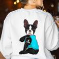 Boston Terrier I Love Mom Apparel Women's Sweatshirt Back Print White