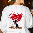Boston Terrier Lover Heart Shape Boston Terrier Valentine Women's Sweatshirt Back Print White