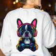 Boston Terrier Lovers Gaming Headphones Boston Terrier Women's Sweatshirt Back Print White
