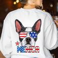 Boston Terrier Merica 4th Of July T Shirt Men Boys Dog Puppy Women's Sweatshirt Back Print White