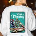 Boston Terrier Merry Christmas Tree Truck Dog X-Mas Women's Sweatshirt Back Print White