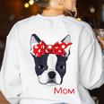 Boston Terrier Mom Bostie Women Girls Women's Sweatshirt Back Print White