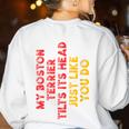 Boston Terrier Mom Dad Dog Lover Owner Women Men Women's Sweatshirt Back Print White