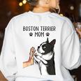 Boston Terrier Mom Dogs Mum Woman Women's Sweatshirt Back Print White