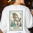Boston Terrier Mom Skeleton Tarot Card Witch Vibes Dog Mom Women's Sweatshirt Back Print White