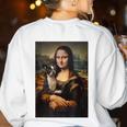 Boston Terrier Mona Lisa Painting Art Dog Mom Dad For Men Women Kids Women's Sweatshirt Back Print White