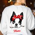 Boston Terrier Mum Dog Woman Idea Women's Sweatshirt Back Print White