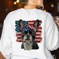 Boston Terrier Patriotic 4th Of July USA American Flag Women's Sweatshirt Back Print White