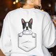 Boston Terrier In The Pocket Cute Boston Terrier Dog Lovers Men Women Girls Kids Women's Sweatshirt Back Print White