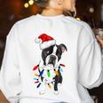 Boston Terrier Santa Christmas Lights Xmas Dog Lover Men Women Kids Women's Sweatshirt Back Print White