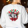 Boston Terrier Santa Claus Elf Reindeer Christmas Dog X-Mas Women's Sweatshirt Back Print White