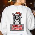 Boston Terrier Santa Claus Hat Merry Christmas Dog X-Mas Women's Sweatshirt Back Print White