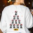 Boston Terrier Santa Hat Xmas Light Men Women Christmas Tree Women's Sweatshirt Back Print White