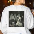 Boston Terrier Selfie With Ghosts Halloween Dog Lover Women's Sweatshirt Back Print White