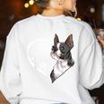 Boston Terrier Shirts For Women Girls Kids Heart Cute Women's Sweatshirt Back Print White