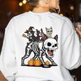 Boston Terrier Skeleton Mummy Witch Halloween Women's Sweatshirt Back Print White