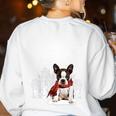 Boston Terrier In The Snow Merry Christmas Winter Women's Sweatshirt Back Print White