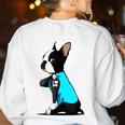 Boston Terrier Tattoos I Love Mom Women's Sweatshirt Back Print White