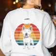 Boston Terrier UFO Alien Boston Terrier Dog Mom Dad Women's Sweatshirt Back Print White