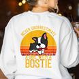 Boston Terrier Never Underestimate a Girl With a Bostie Women's Sweatshirt Back Print White