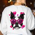 Boston Terrier Valentines Day Shirt Heart Dog Lover Women's Sweatshirt Back Print White