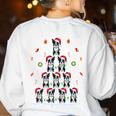 Boston Terrier Xmas Tree Lights For Men Women Boston Terrier Women's Sweatshirt Back Print White
