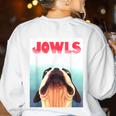 Boston Terriers Jowls Dog Mom Dog Dad Women's Sweatshirt Back Print White